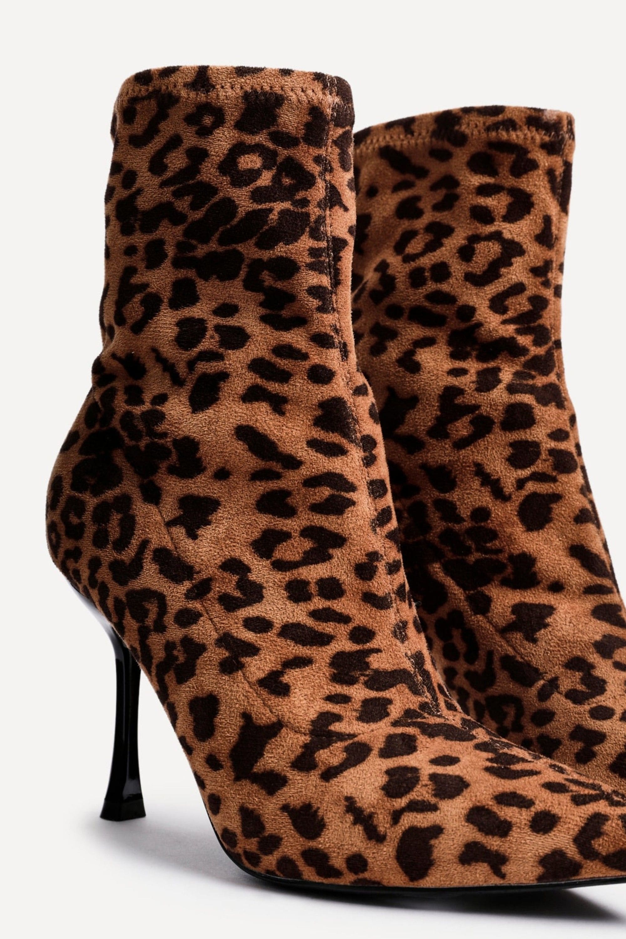 Linzi Pantha Leopard Print Ankle Sock Boot image 4
