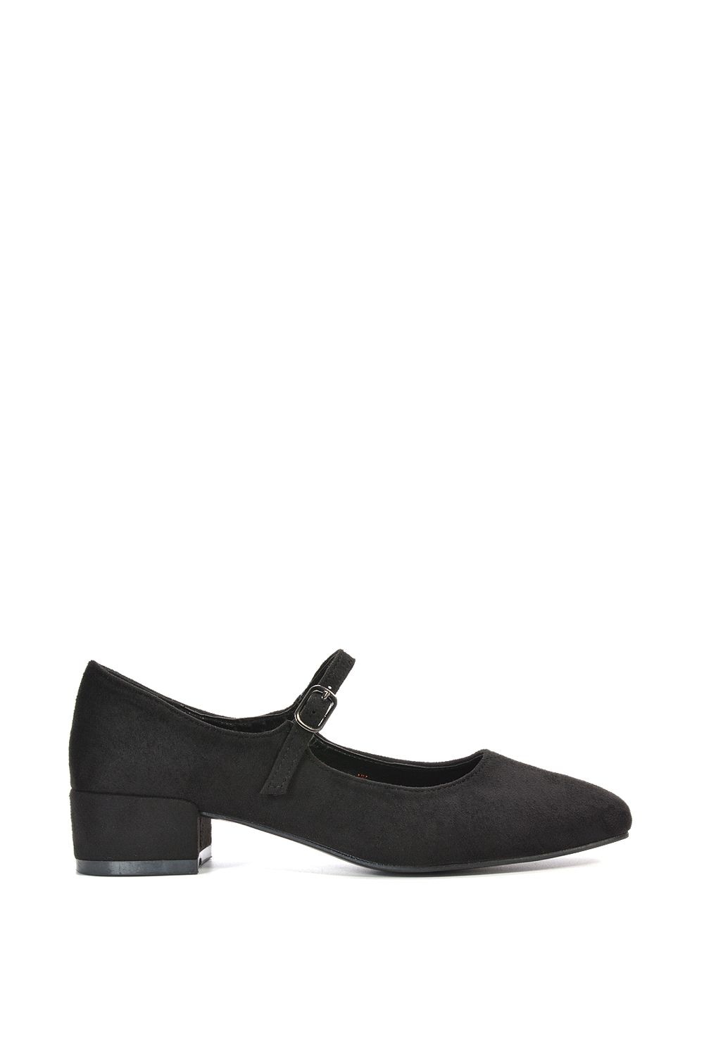 XY London 'Jenna' Mary Jane Square Toe Low Heel Buckle Strap Court Shoes
