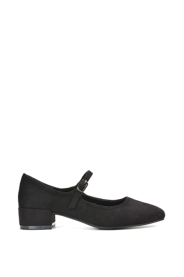XY London 'Jenna' Mary Jane Square Toe Low Heel Buckle Strap Court Shoes