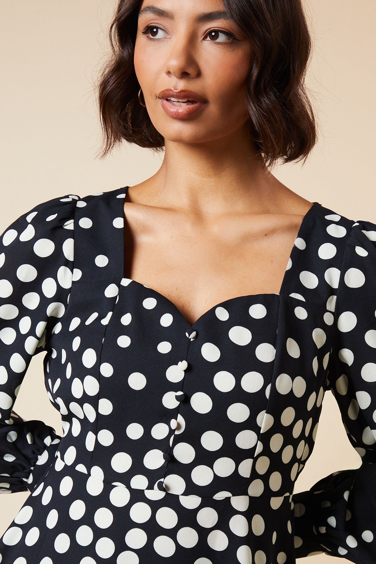 Dorothy Perkins Black Spot Button Front Mini Dress Black image 2