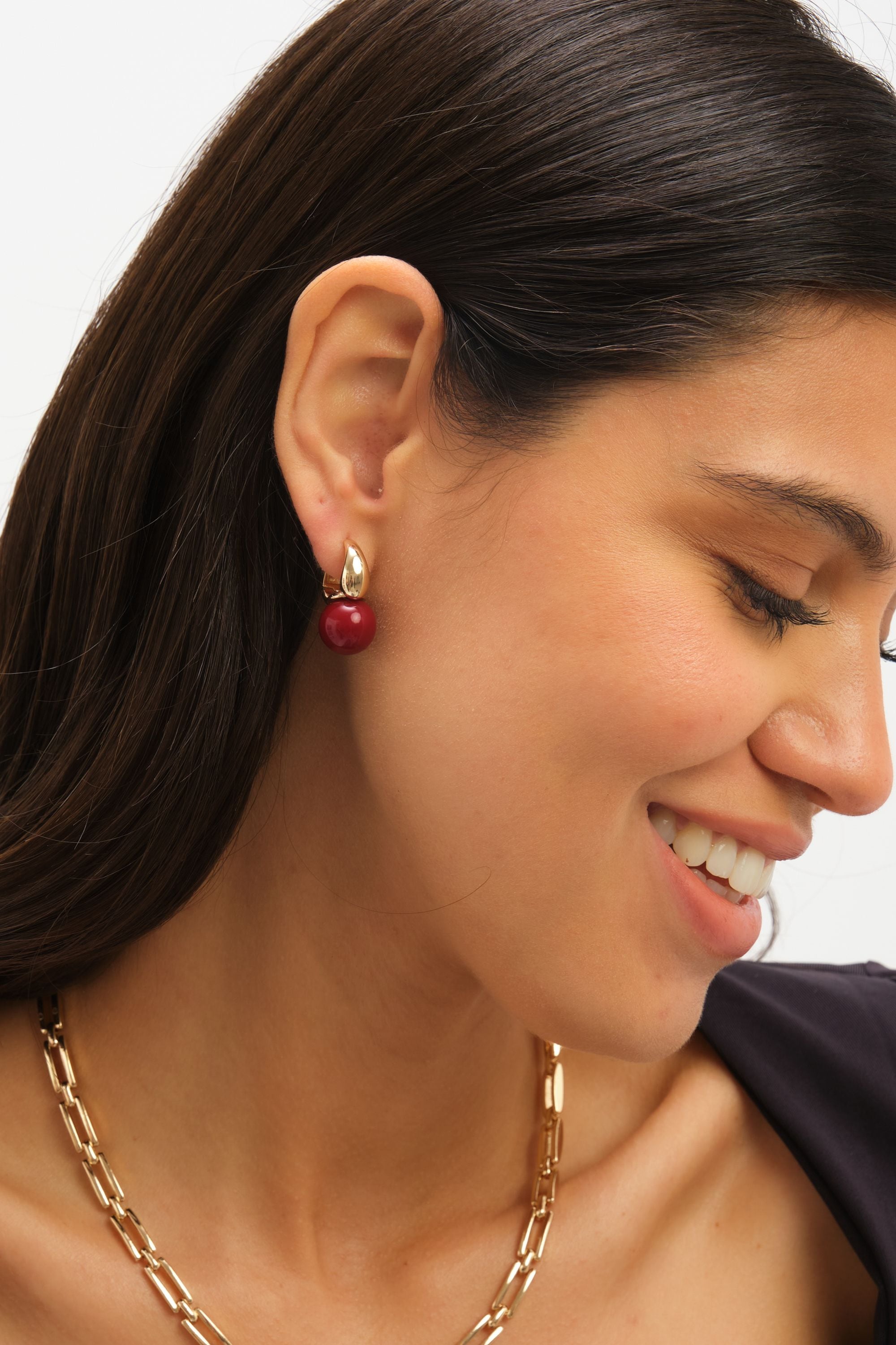 Jon Richard Gold Plated And Red Bead Earrings image 2