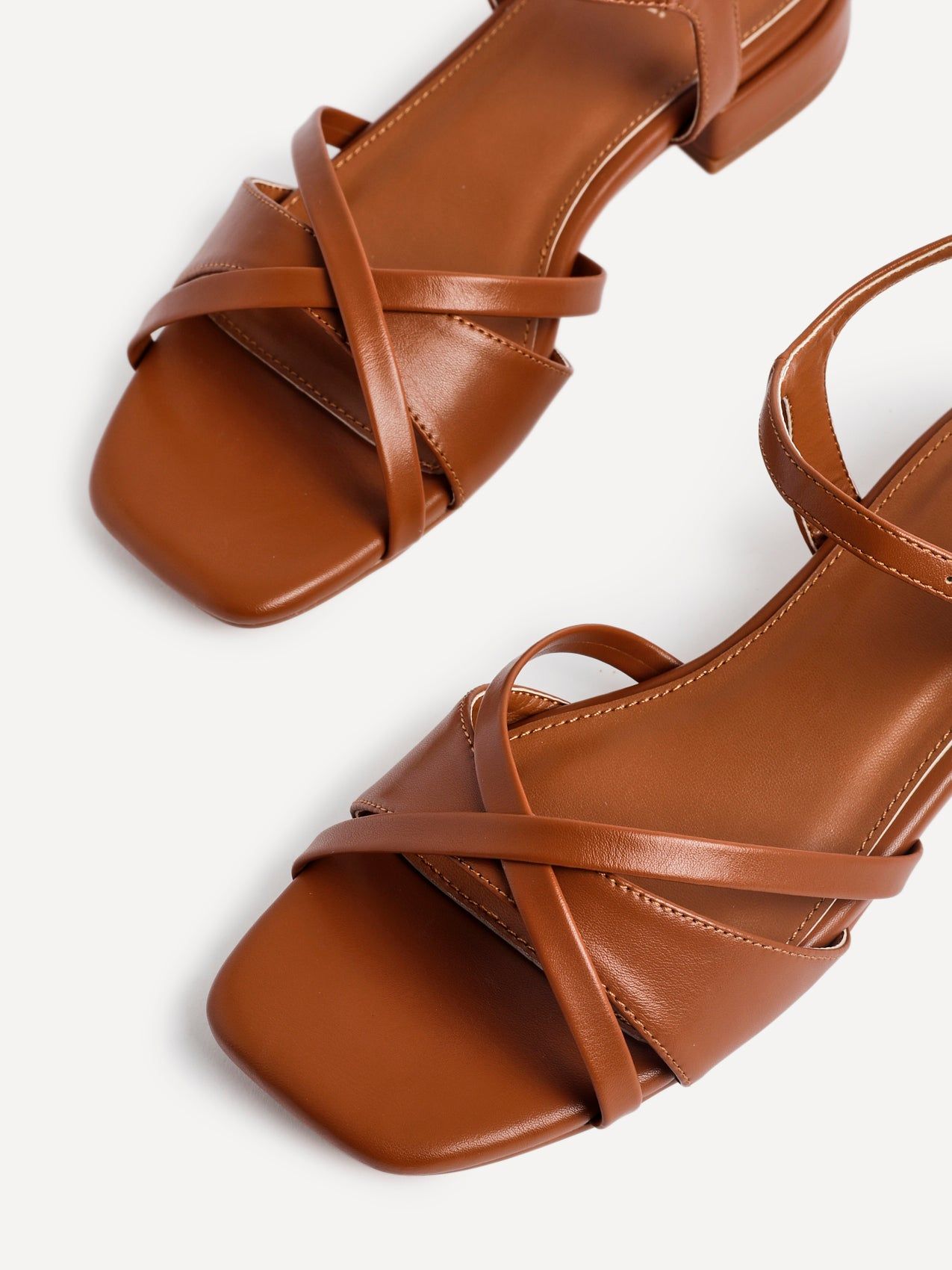 Linzi Zenna Tan Faux Leather Strappy Low Block Heeled Sandal image 4