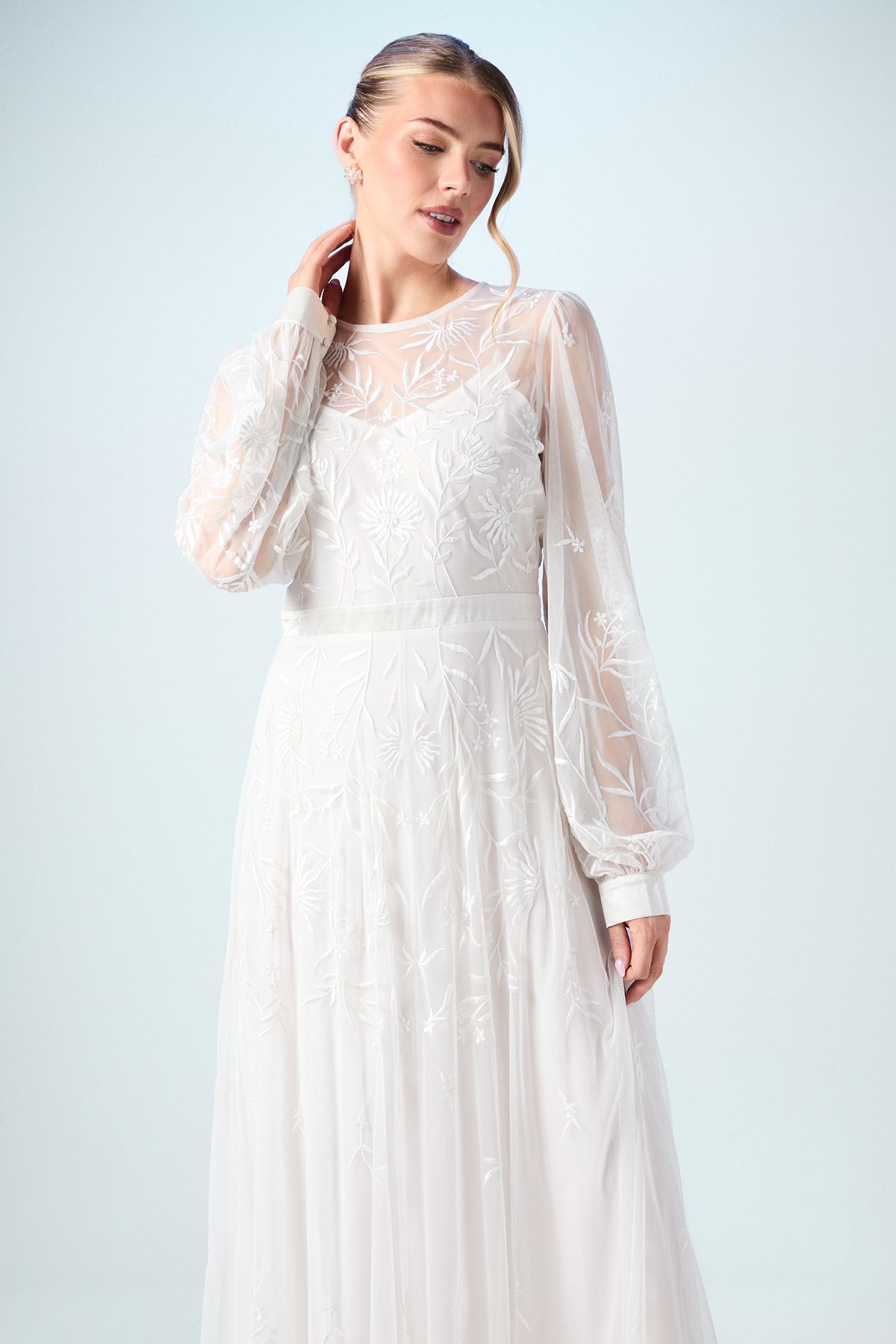 Coast Blouson Sleeve Wildflower Wedding Dress Ivory image 2
