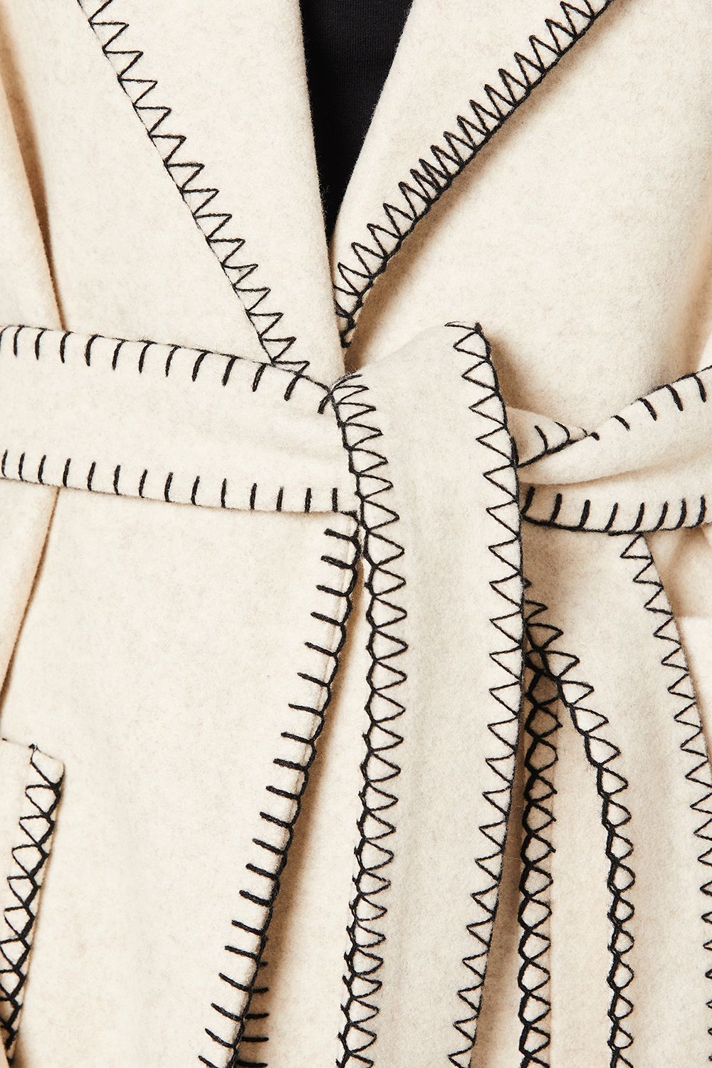 Dorothy Perkins Whipstitch Wrap Midi Coat Cream image 5