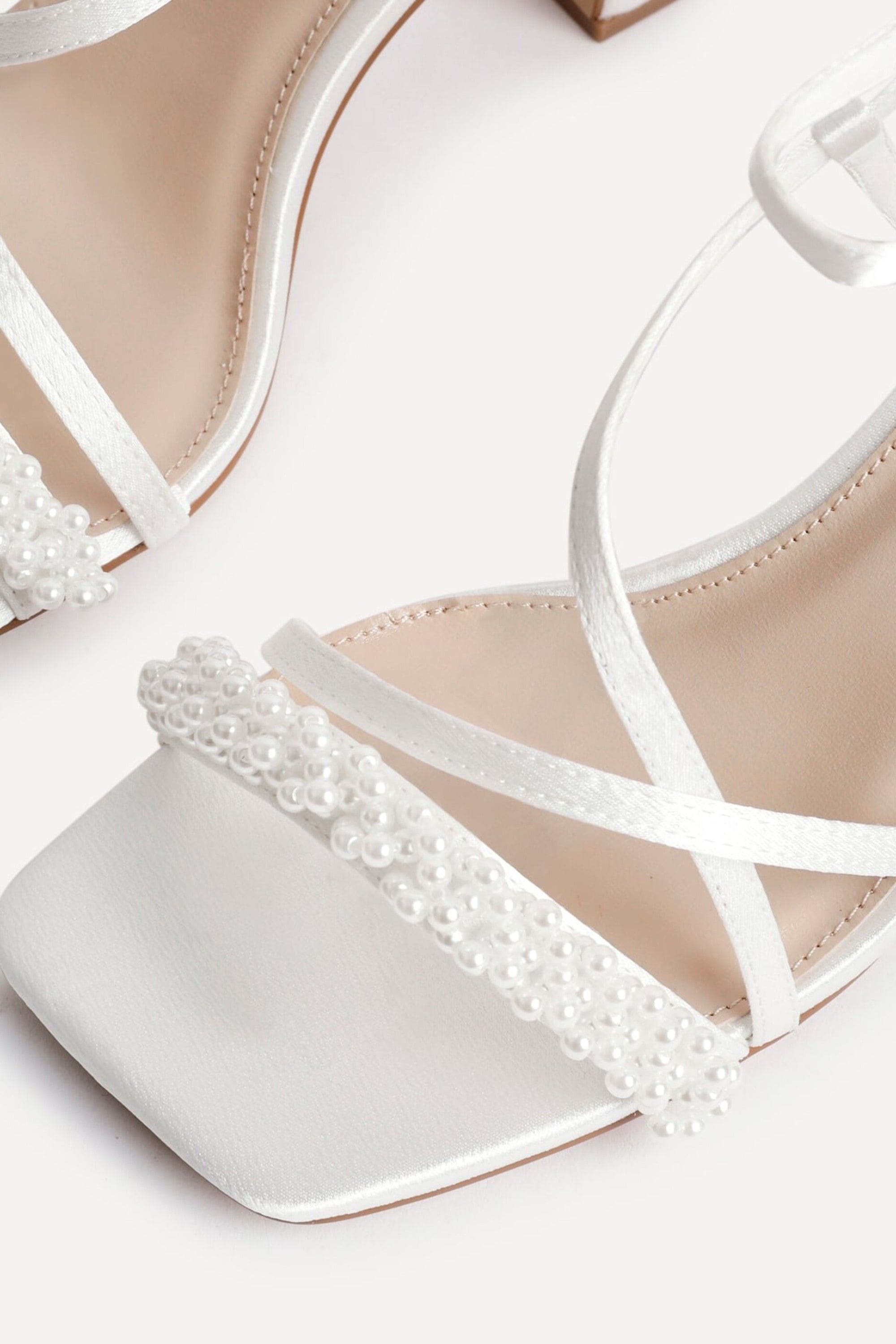 Linzi Promise Wide Fit Ivory Satin Strappy Pearl Embellished Heeled Sandal image 4