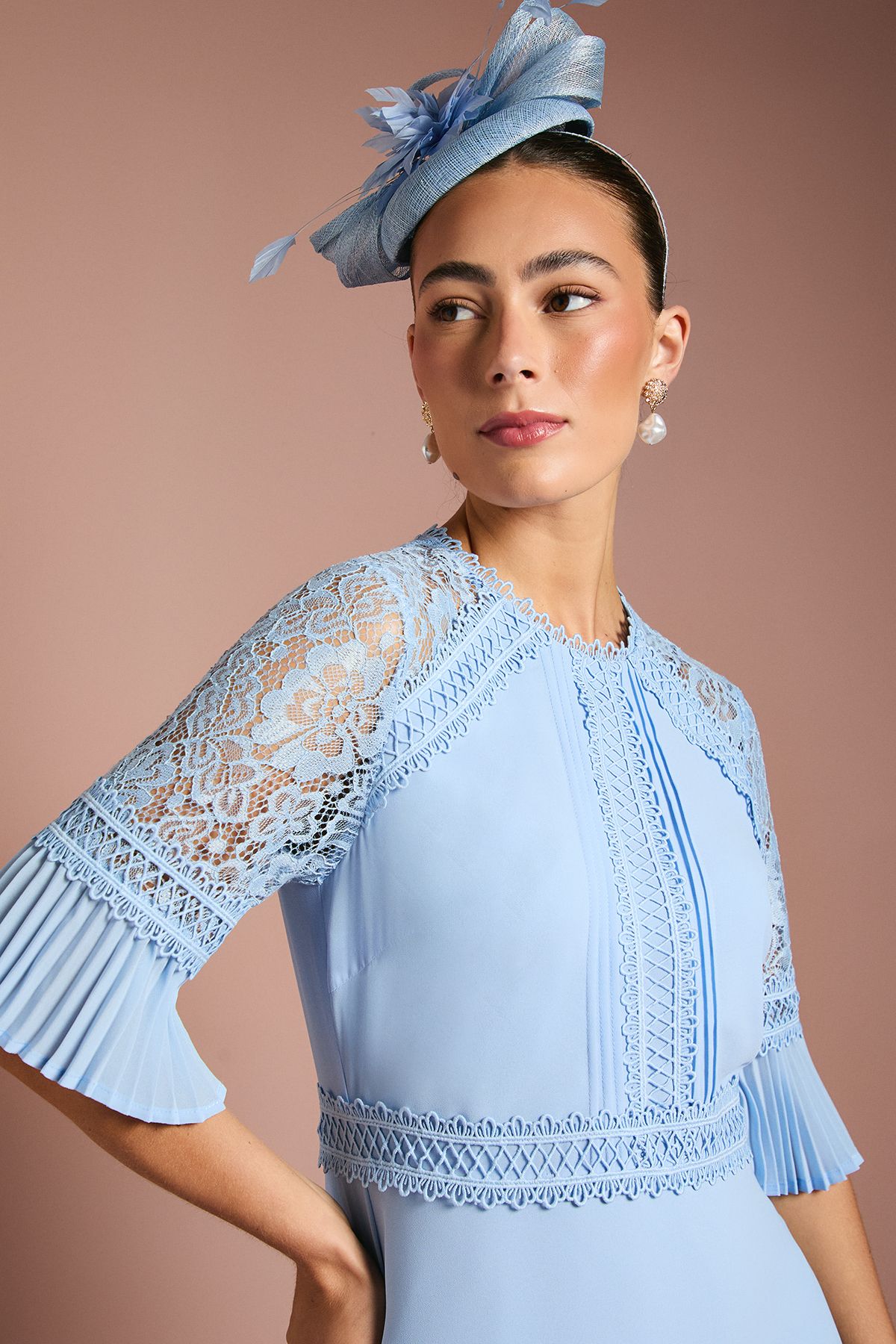 Coast Lace Insert Midi Dress Blue image 4