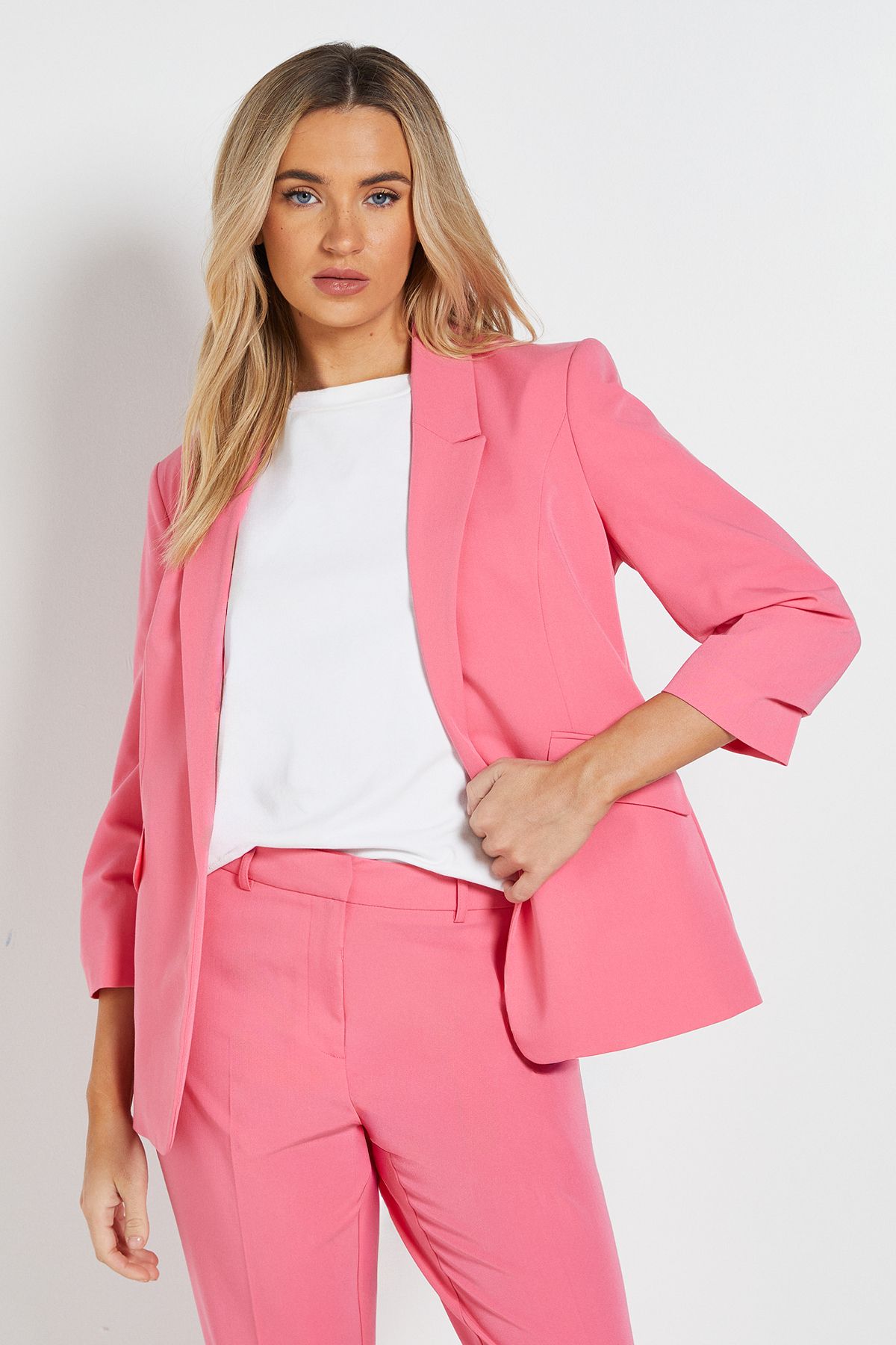 Dorothy Perkins Ruched Sleeve Blazer Pink
