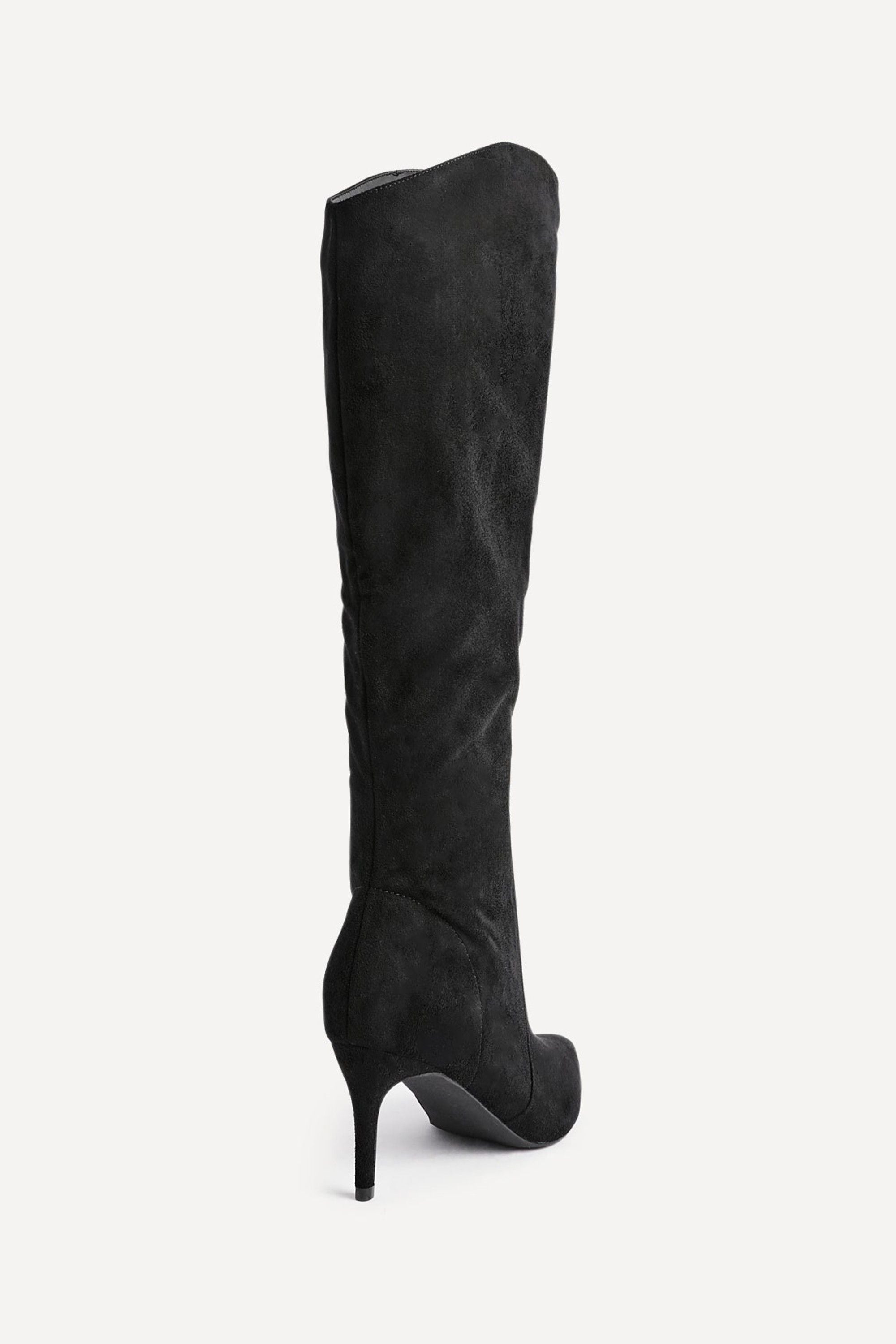 Linzi Ambition Black Faux Suede Assymetric High Leg Stiletto Boot image 5