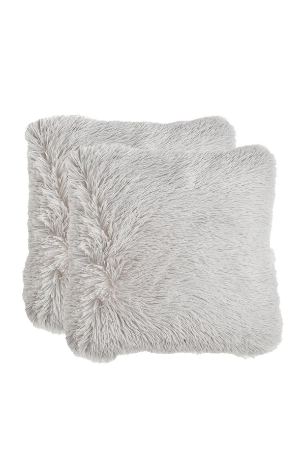 OHS Set of 2 Fluffy Shaggy Square Cushion Covers
