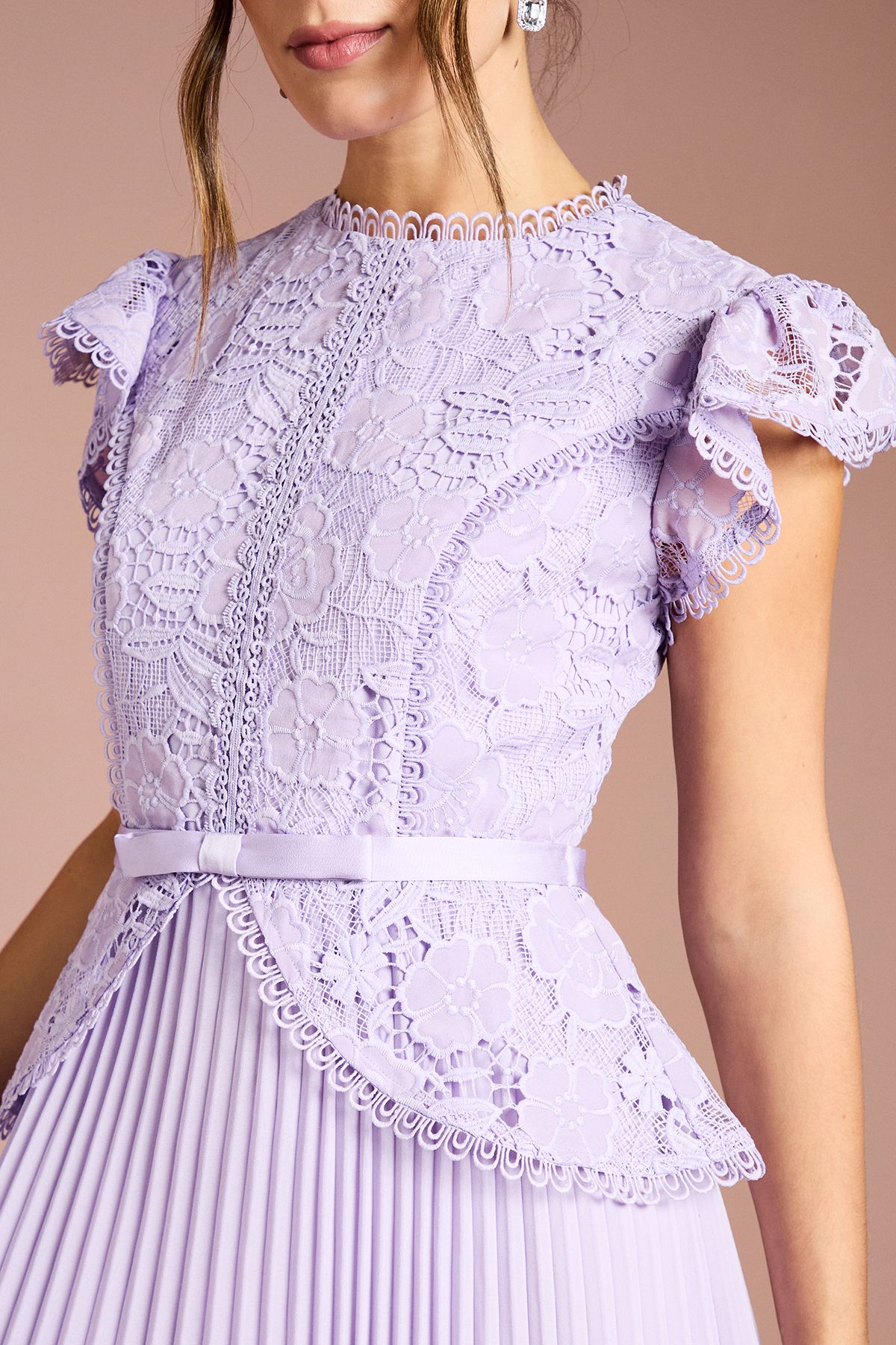 Coast Lace Bodice Peplum Midi Dress Lilac image 4