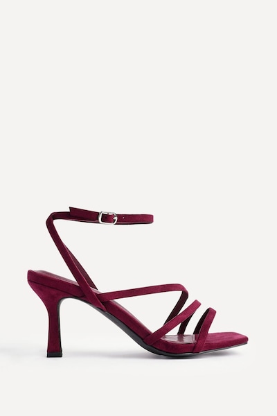 Linzi Reflect Burgundy Faux Suede Strappy Heels