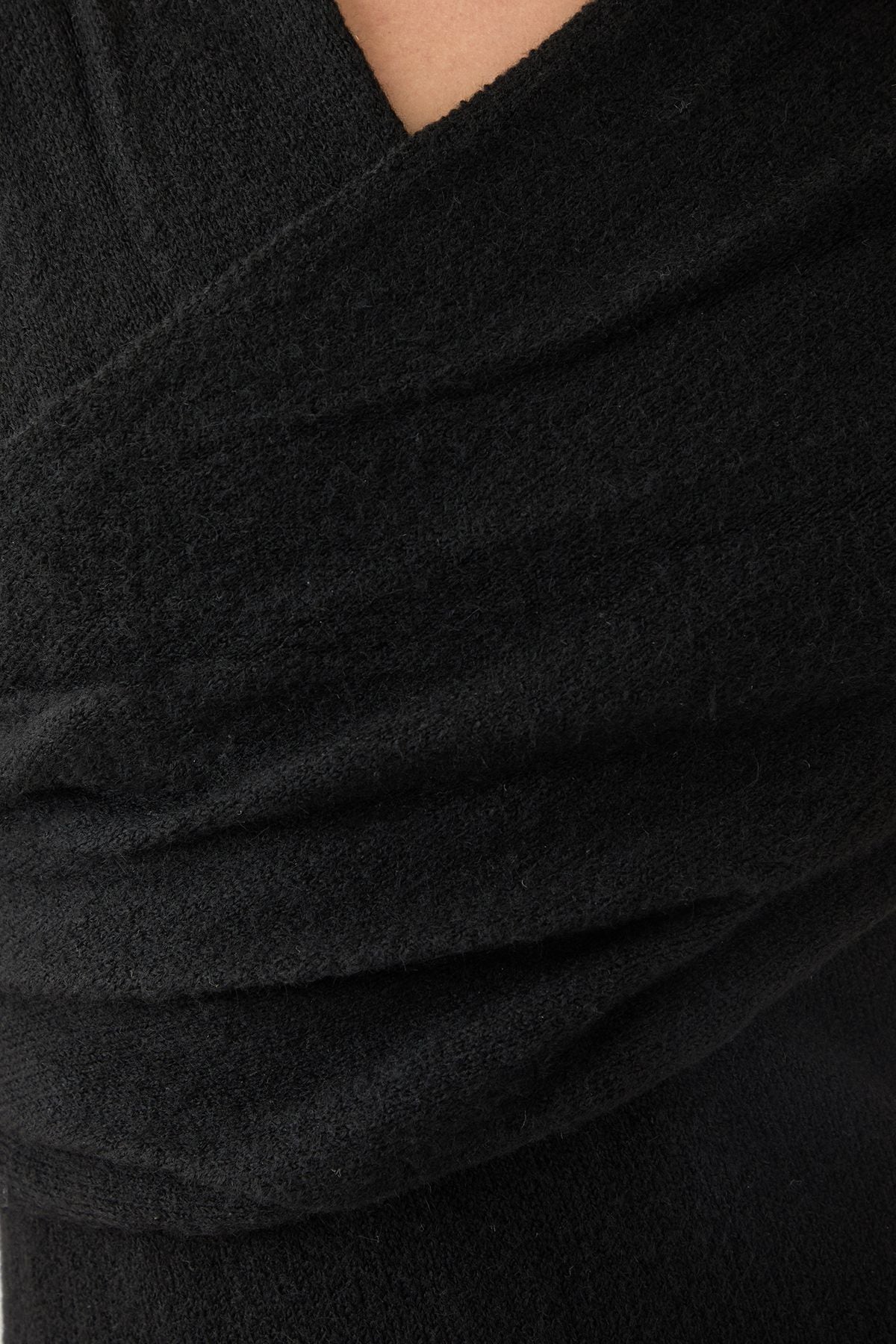 MissPap Knitted Wrap Front Split Hem Maxi Dress Black image 5