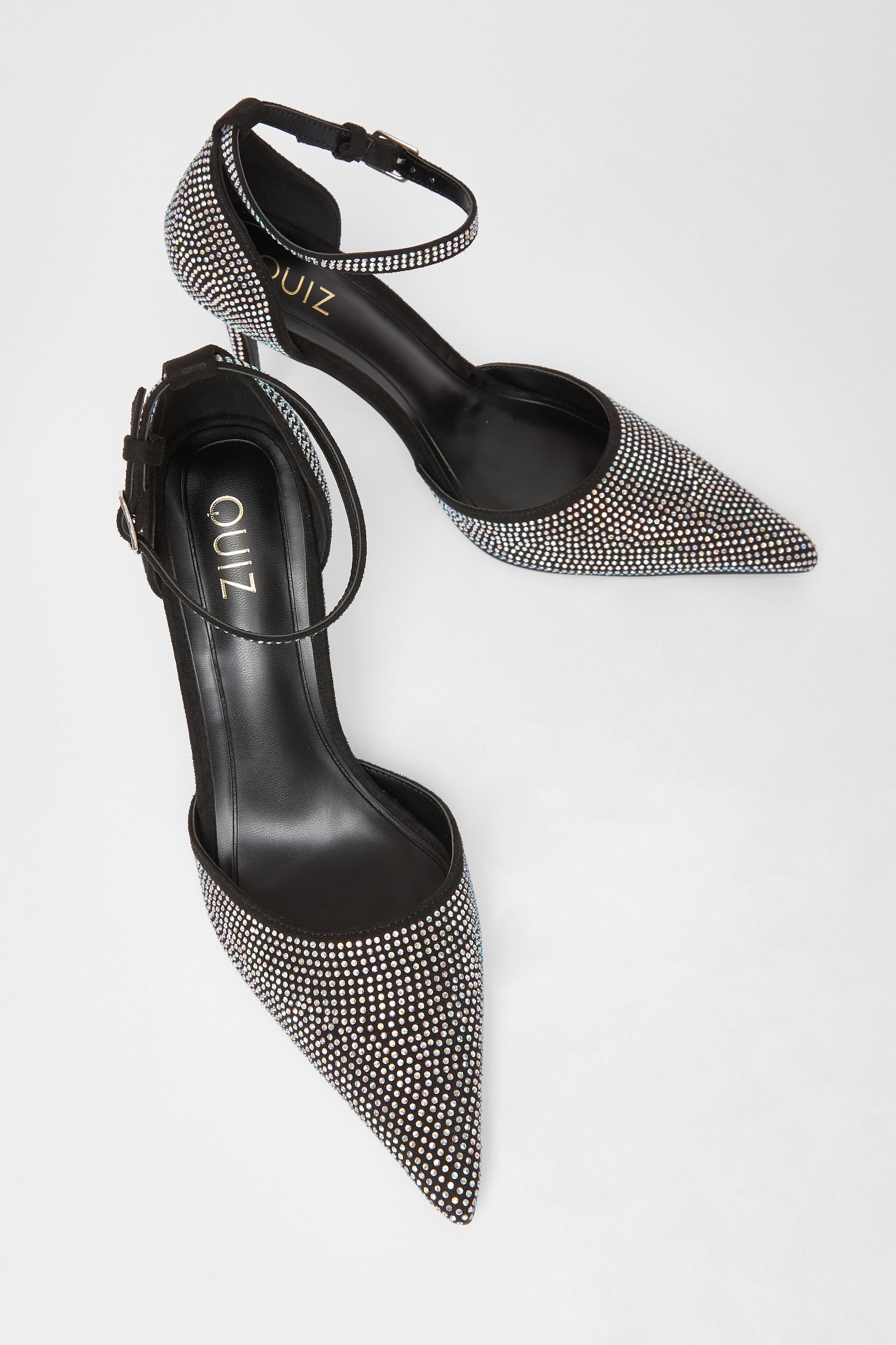 Quiz Black Diamante Pointed Toe Heels image 2