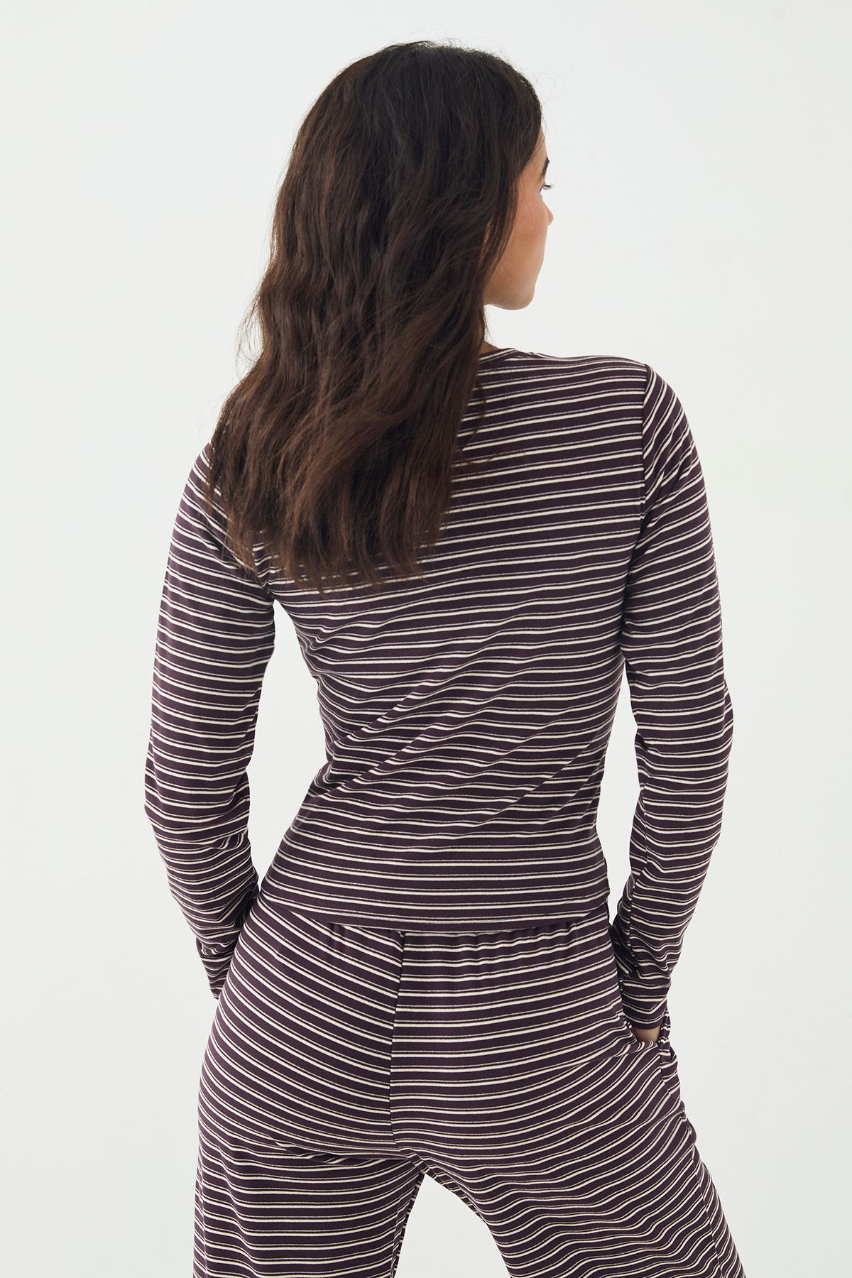 DSGN Studio DSGN Studio Soft Stripe Long Sleeve Top Plum image 2