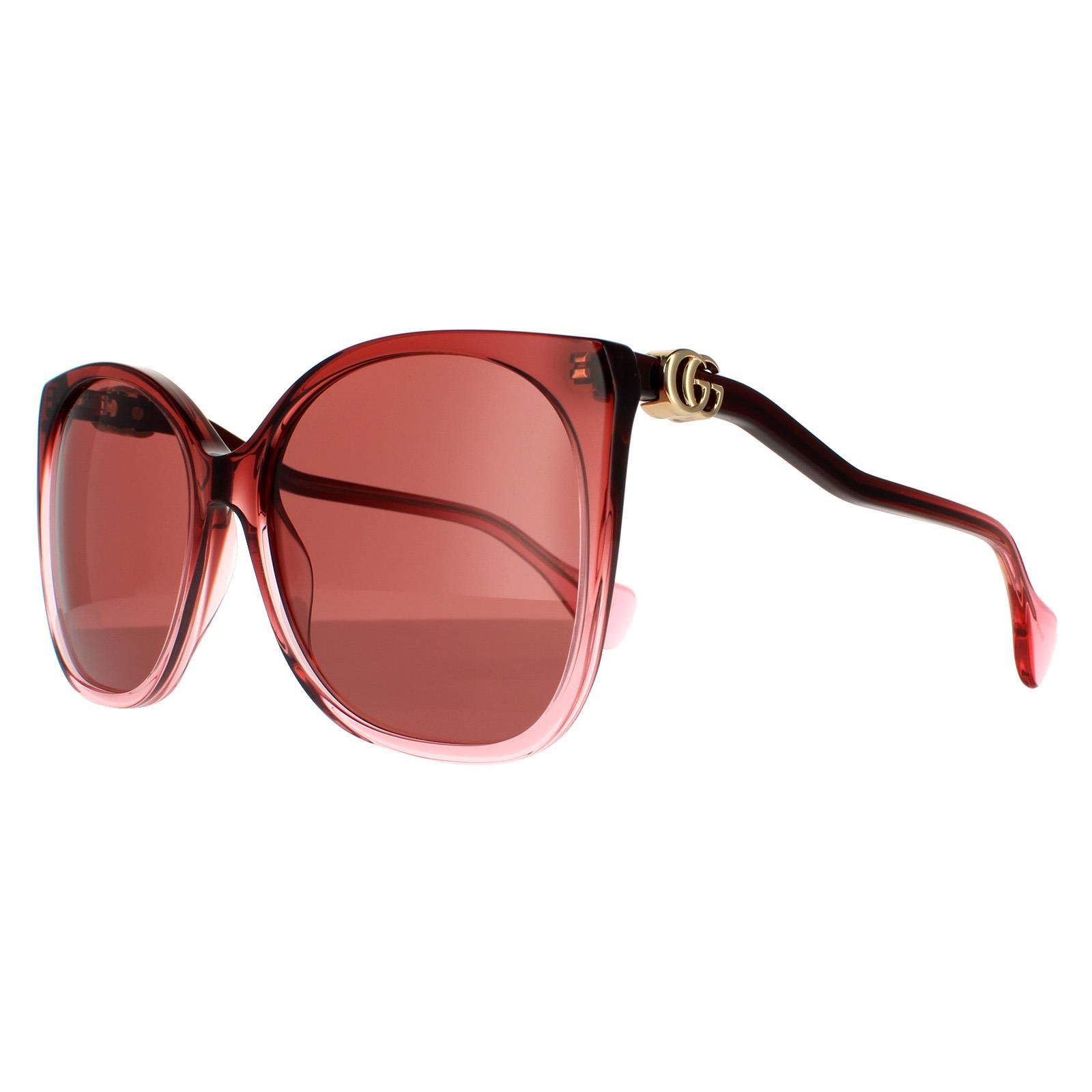 Gucci Rectangle Burgundy Red Sunglasses image 2