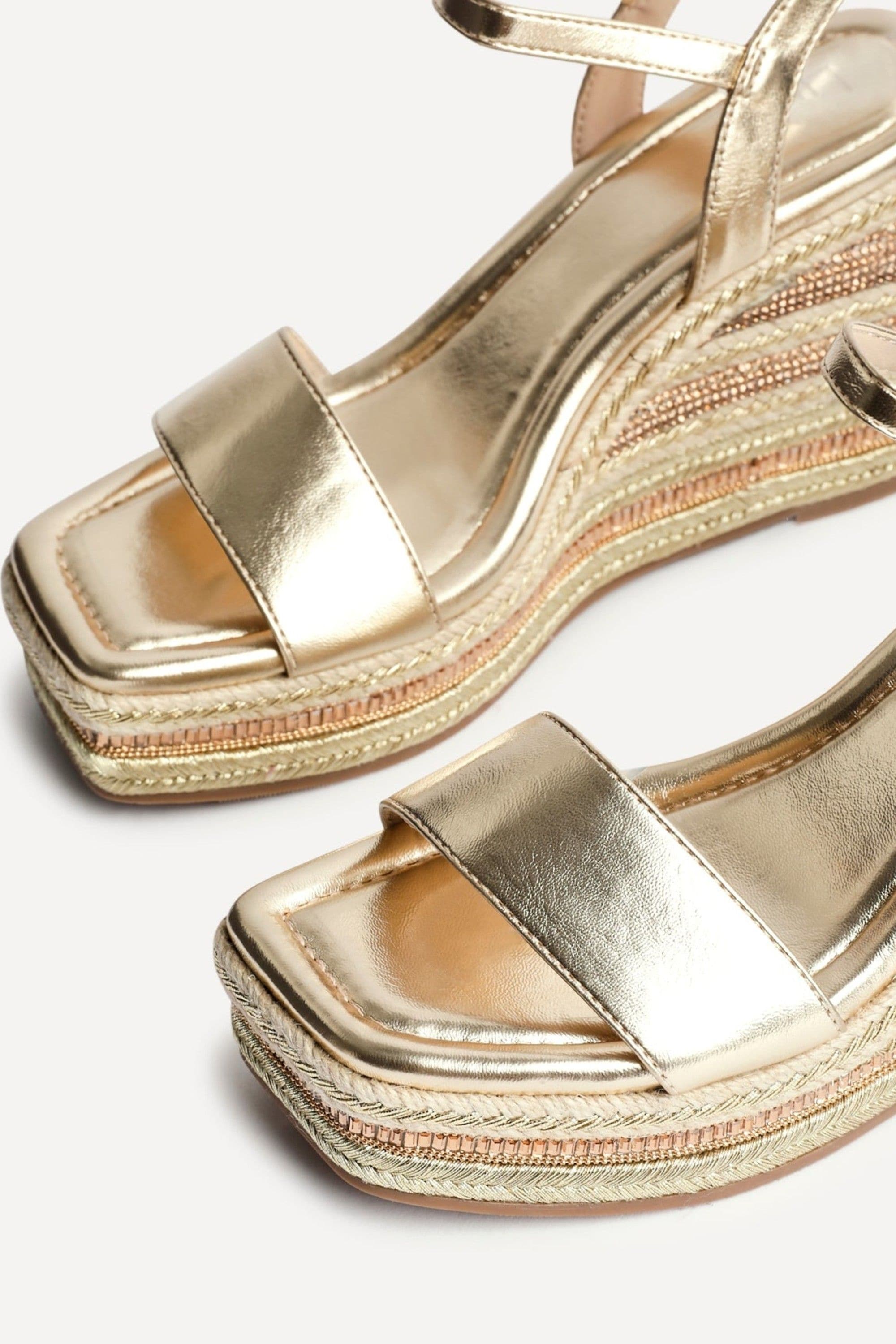 Linzi Icon Gold Faux Leather Embellished Wedge image 4