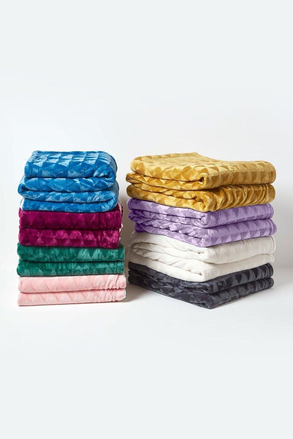 Homescapes Geometric Triangle Velvet Throw image 6