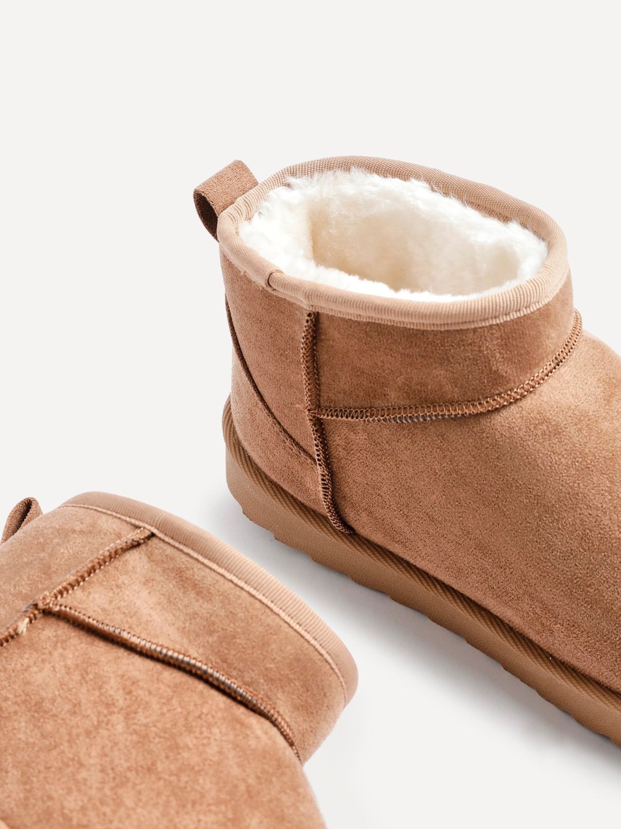 Linzi Ultra Mini Addy Chestnut Faux Suede Cream Faux Fur Lined Ultra Mini Ankle Boot image 4