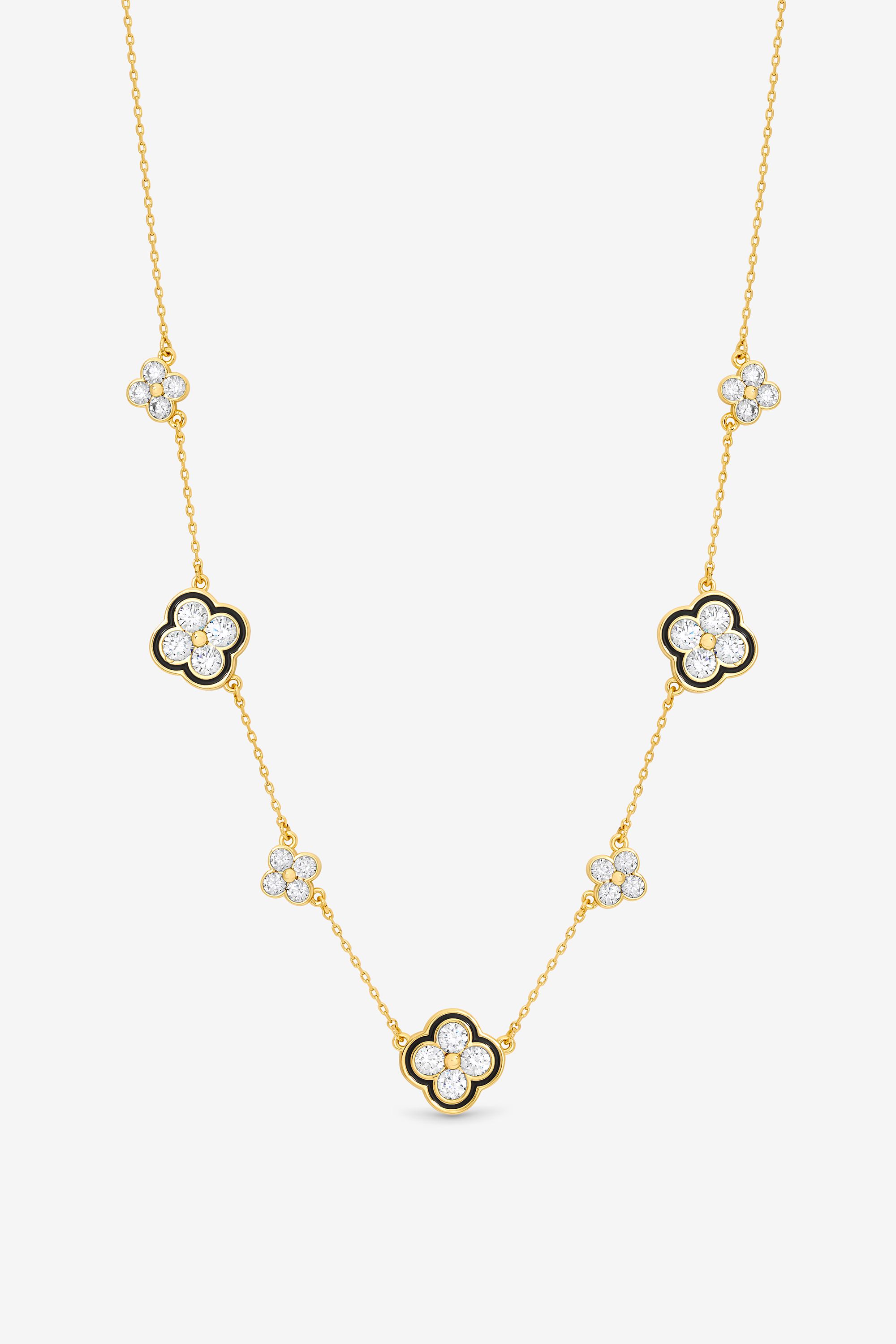 Jon Richard 14K Gold Plated Jet and Crystal Clover Necklace - Gift Box image 2