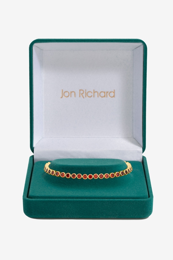 Jon Richard 14K Gold Plated and Red Cubic Zirconia Tennis Bracelet - Gift Box