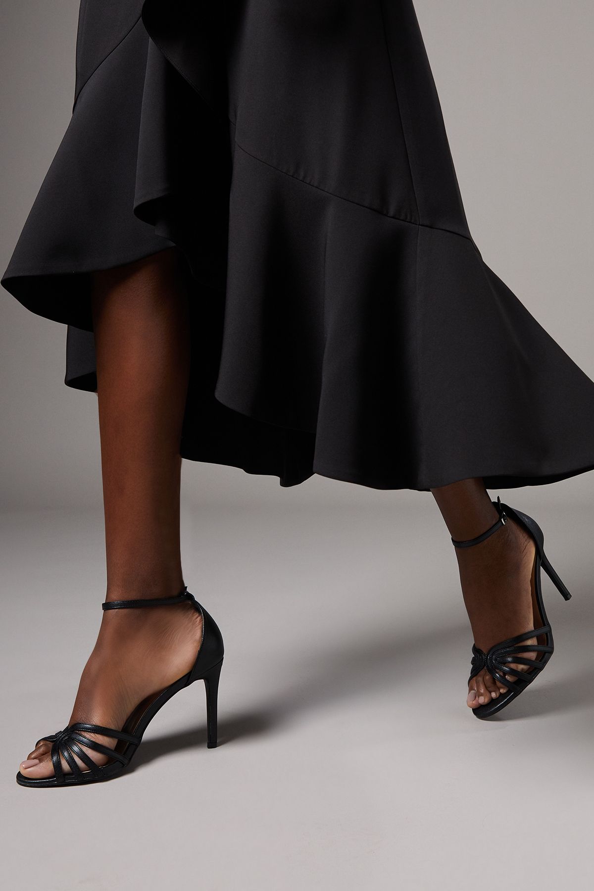 Coast Wide Fit Tilda Faux Leather Lattice Front High Heel Sandals Black image 2