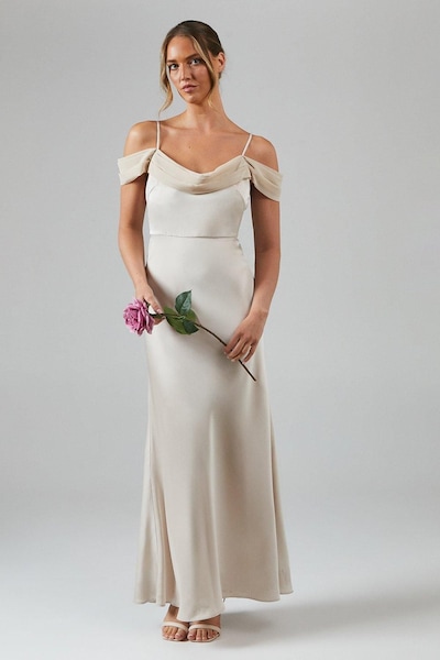 Coast Cowl Neck Cold Shoulder Satin Bridesmaid Dress Champagne