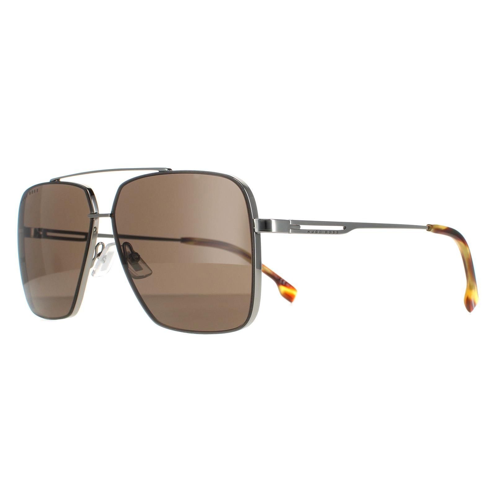 Hugo Boss Round Brown Horn Ruthenium Brown BOSS 1325/S image 2