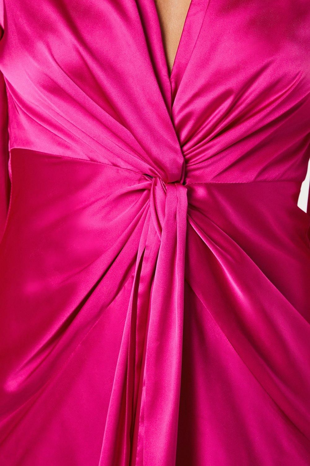 Coast Satin Twist Front Midi Dress Hot Pink image 5