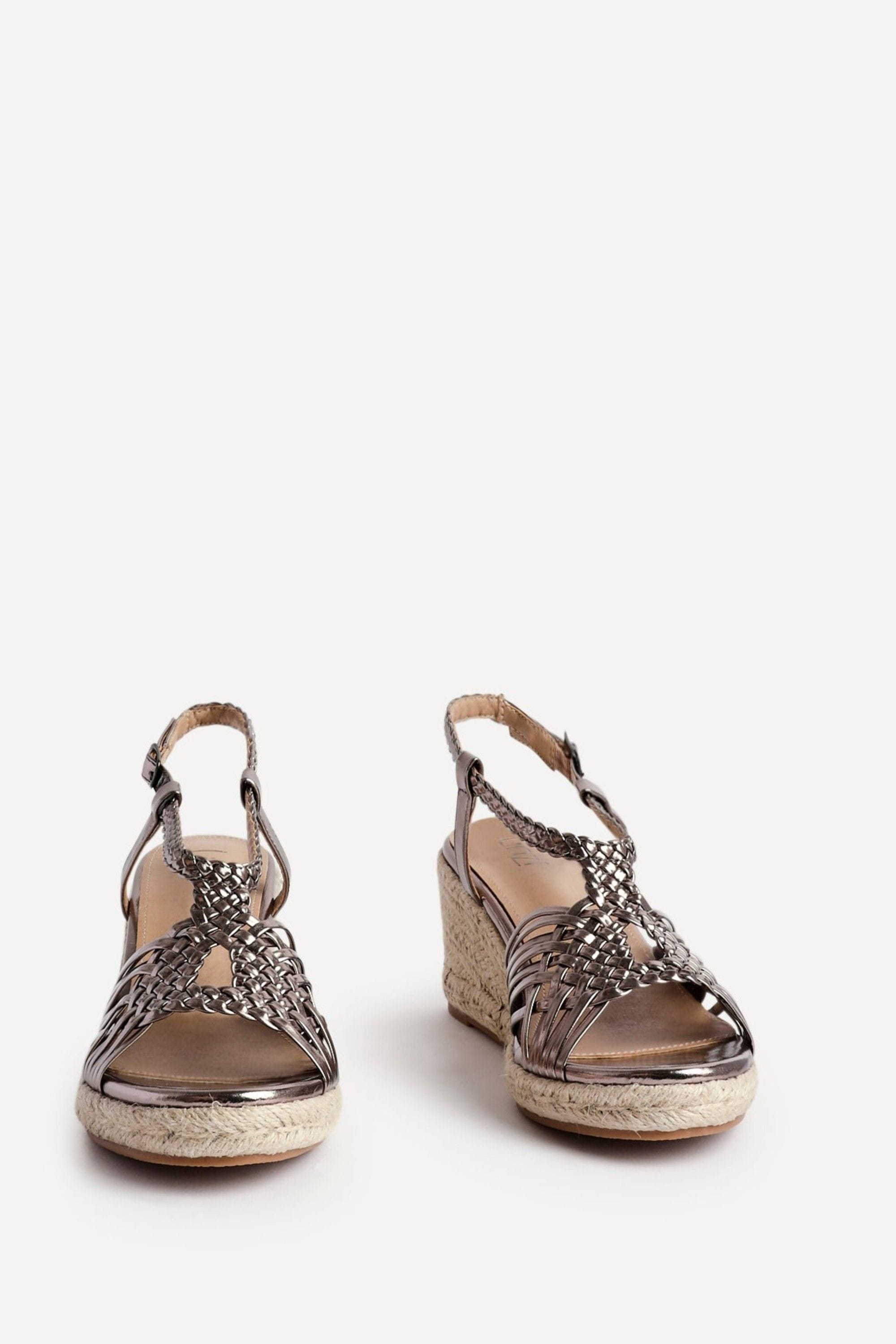 Linzi Evolve Pewter Faux Leather Woven Espadrille Wedge image 3