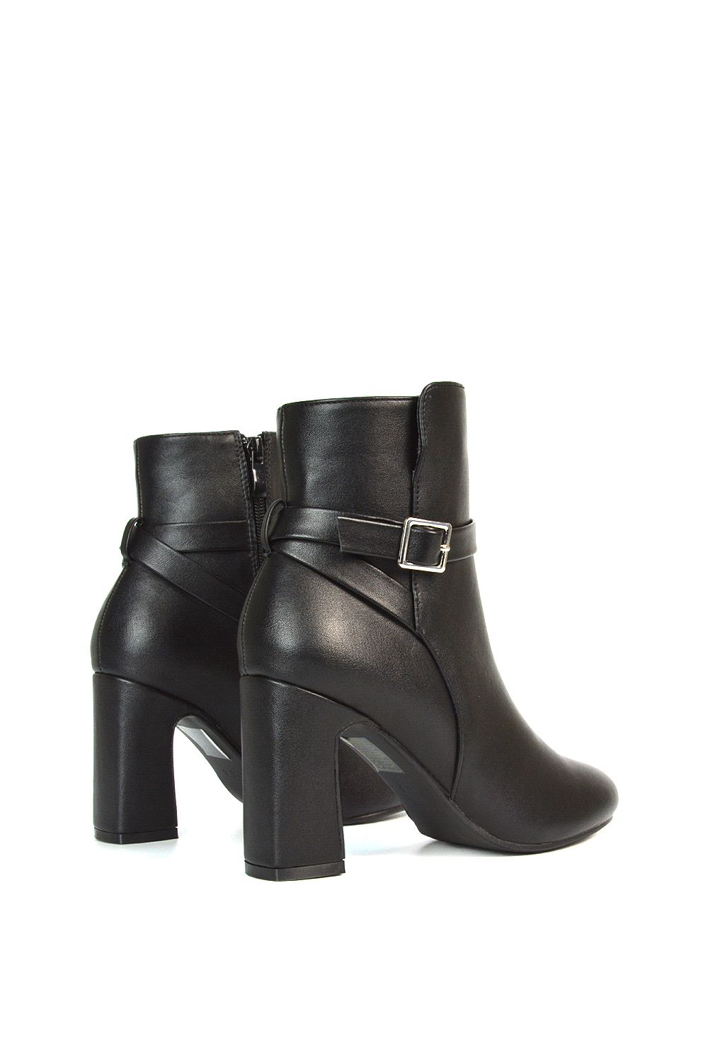 XY London 'Mary' Block Mid High Heel Shoe Booties With Buckle Strap image 5