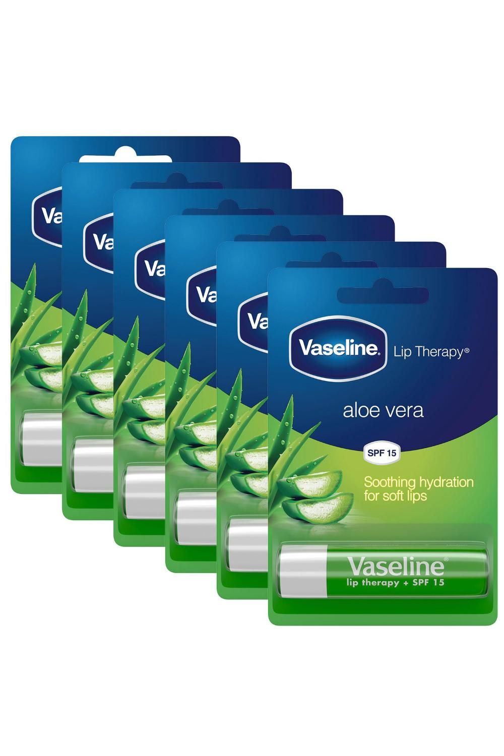 Vaseline Lip Therapy AloeVera 'Lip Balm' with SPF15 Essential Moisture, 6 x 4g image 1