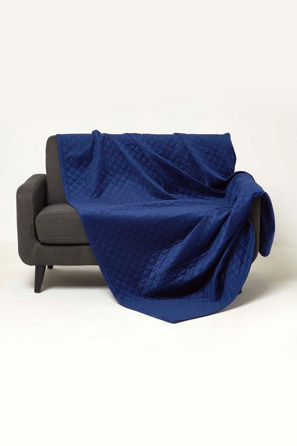 Homescapes Diamond Quilted Velvet Throw image 1