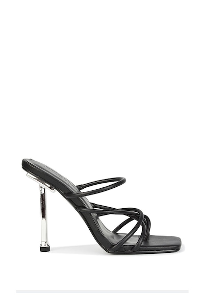 XY London 'Raelynn' Strappy Square Toe Metallic Stiletto High Heels