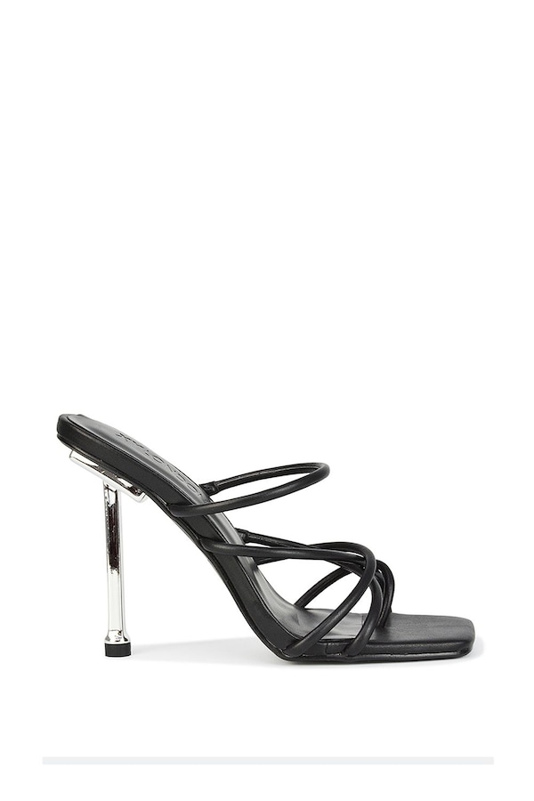 XY London 'Raelynn' Strappy Square Toe Metallic Stiletto High Heels