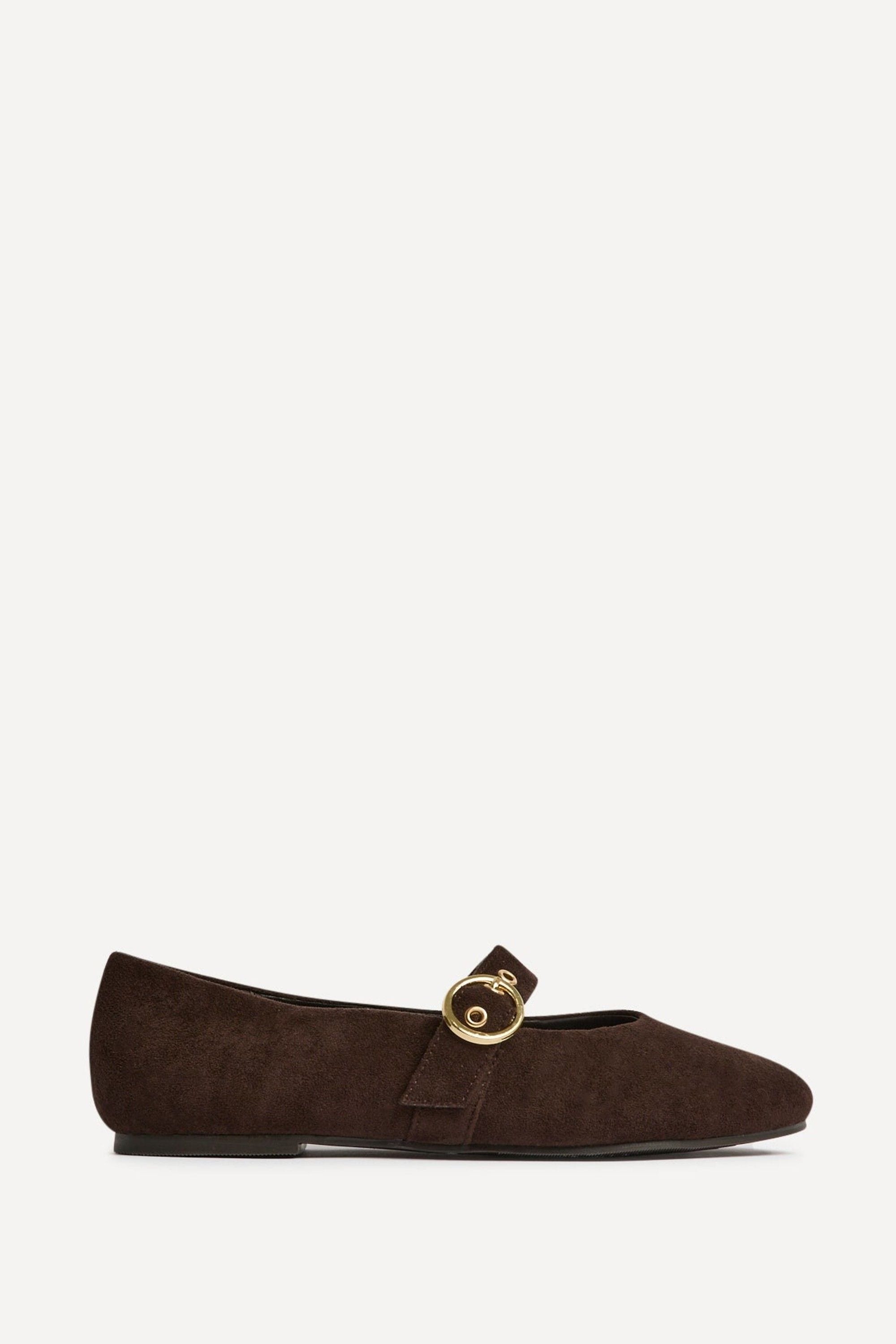 Linzi Nova Wide Fit Brown Mary Jane Flats