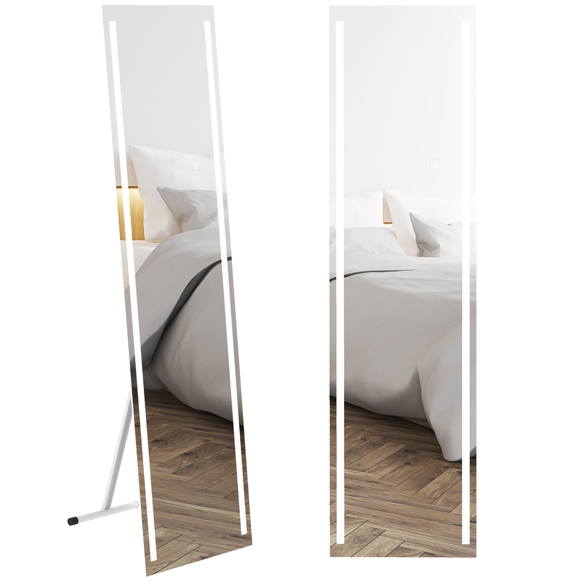 HOMCOM Full Size Body LED Mirror, Dimmable Lighted Mirror for Bedroom image 2