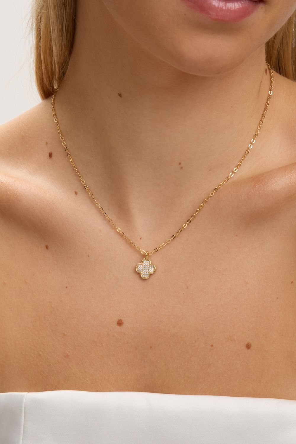 Jon Richard Gold Plated Mirco Pave Clover Pendant image 3