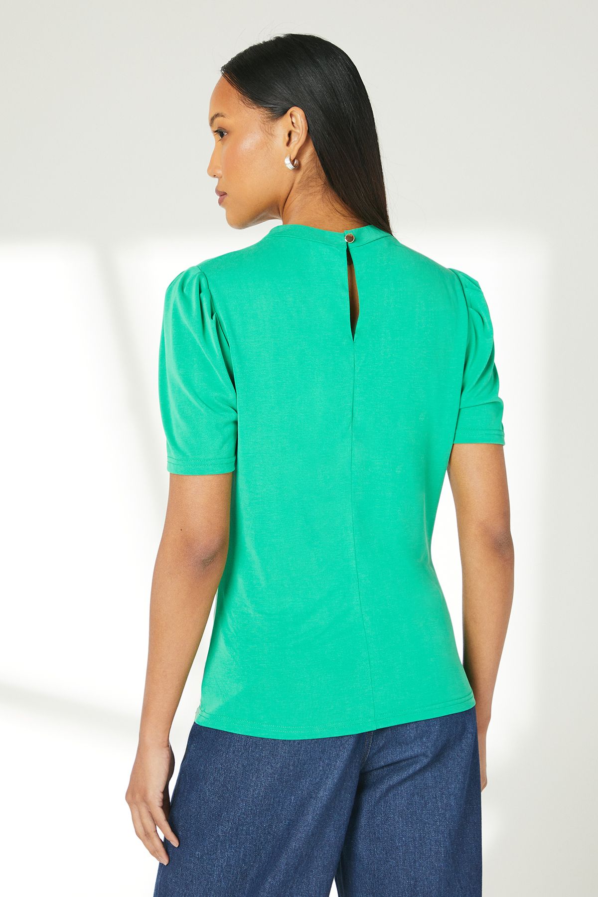 Principles Green Twisted Neck Jersey Top Green image 4