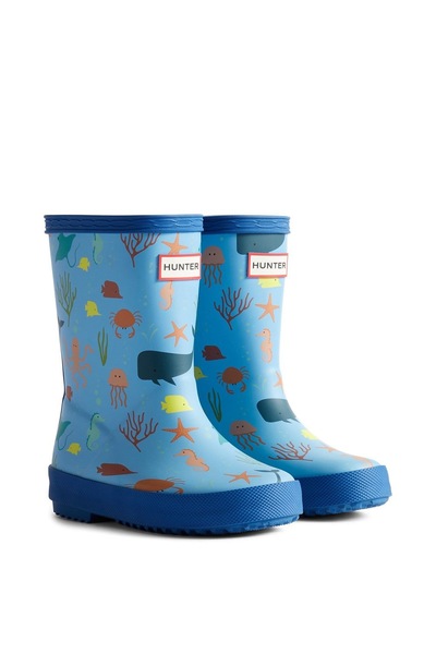 Hunter Kids First Classic Ocean Print Wellington Boot
