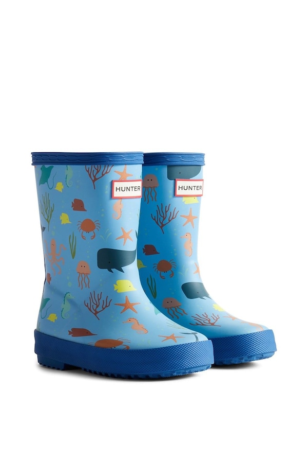 Hunter Kids First Classic Ocean Print Wellington Boot
