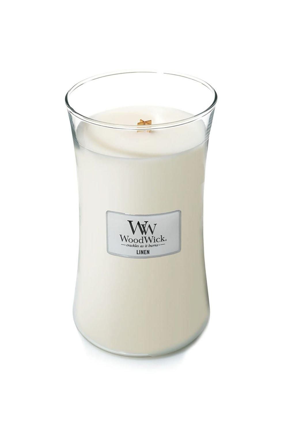 Woodwick Linen Spa Large Candle White image 2