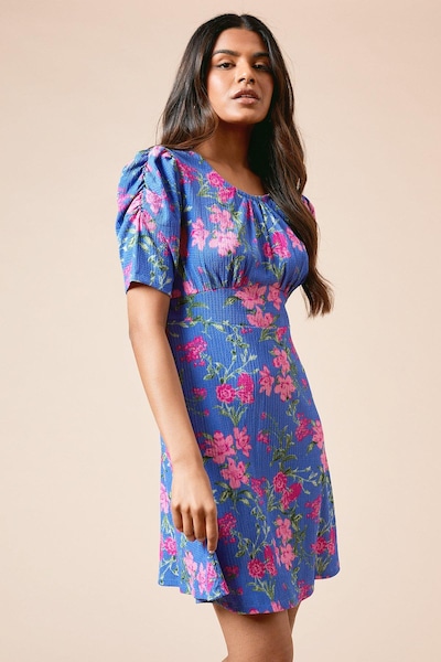 Dorothy Perkins Petite Floral Puff Sleeve Mini Jersey Dress Floral