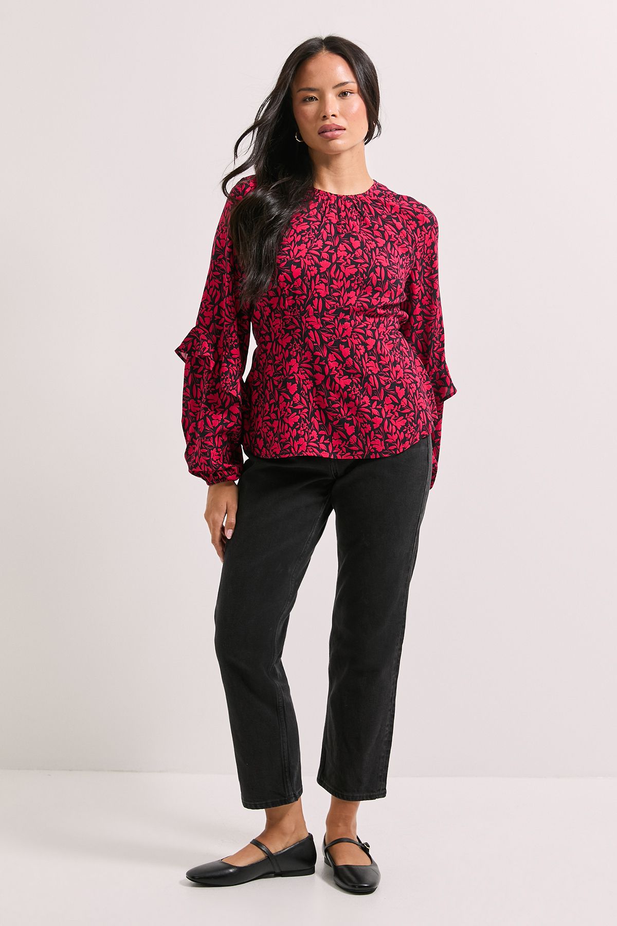 Dorothy Perkins Pink Blouson Sleeve Empire Seam Blouse Pink image 2