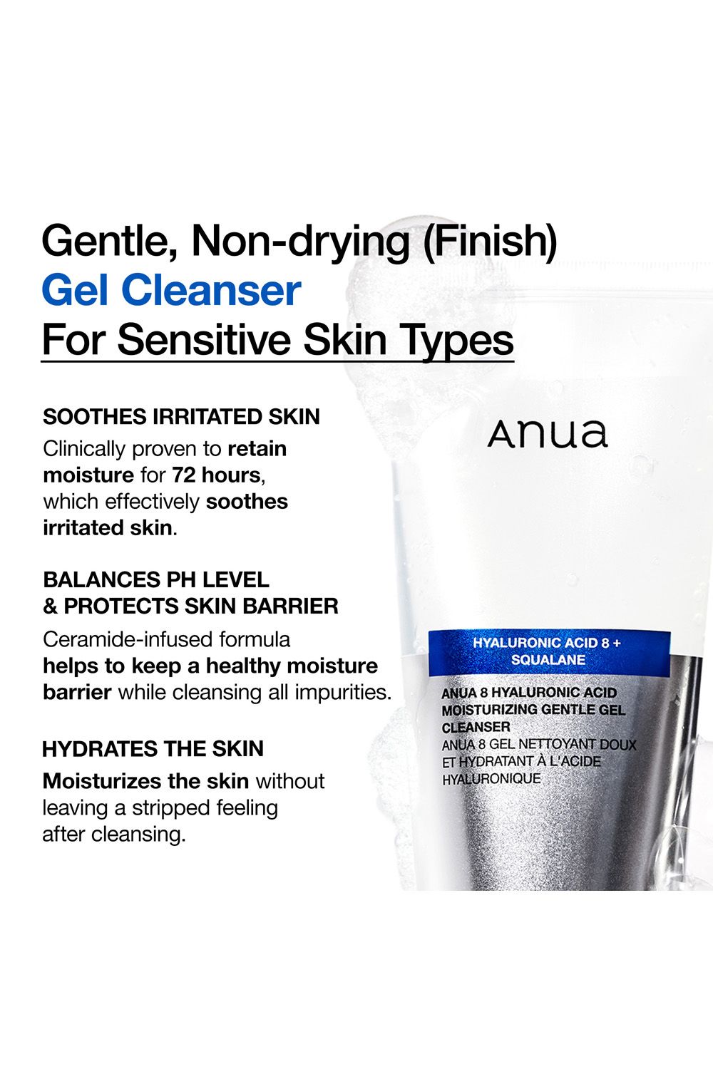Anua 8 Hyaluronic Acid Moisturizing Gentle Gel Cleanser 150ml Multi image 3