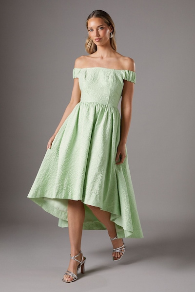 Coast Off The Shoulder Puff Ball Dress Sage