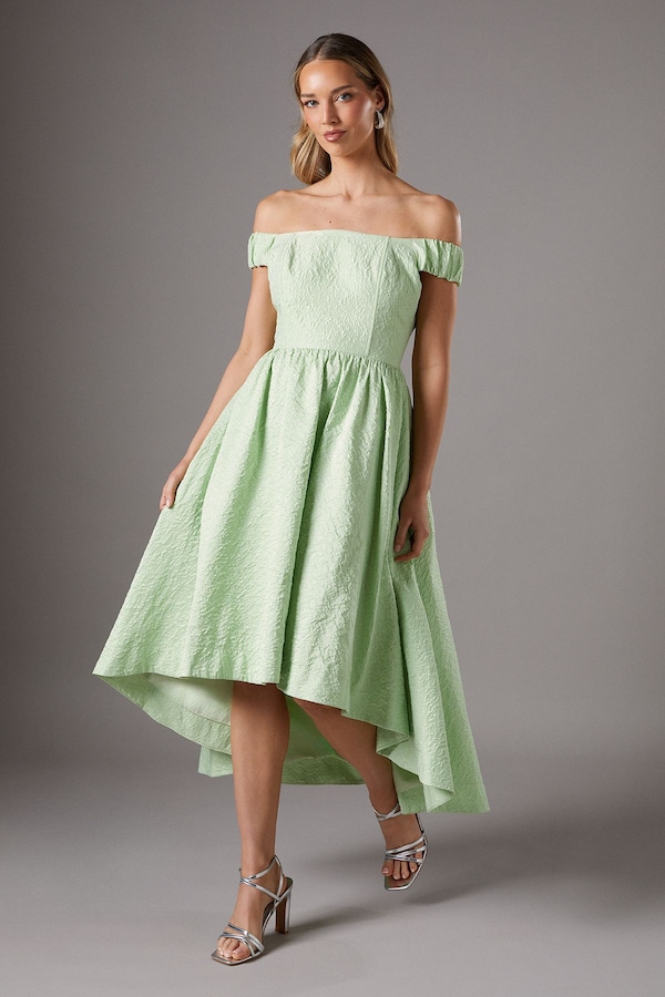 Coast Off The Shoulder Puff Ball Dress Sage