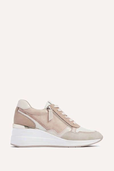 Linzi Aylin Nude Colour Block Wedge Trainer