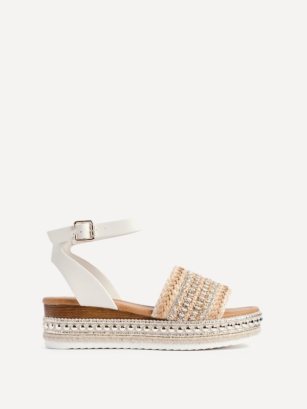 Linzi Opulant Gold Embellished Espadrille Flatform Sandals