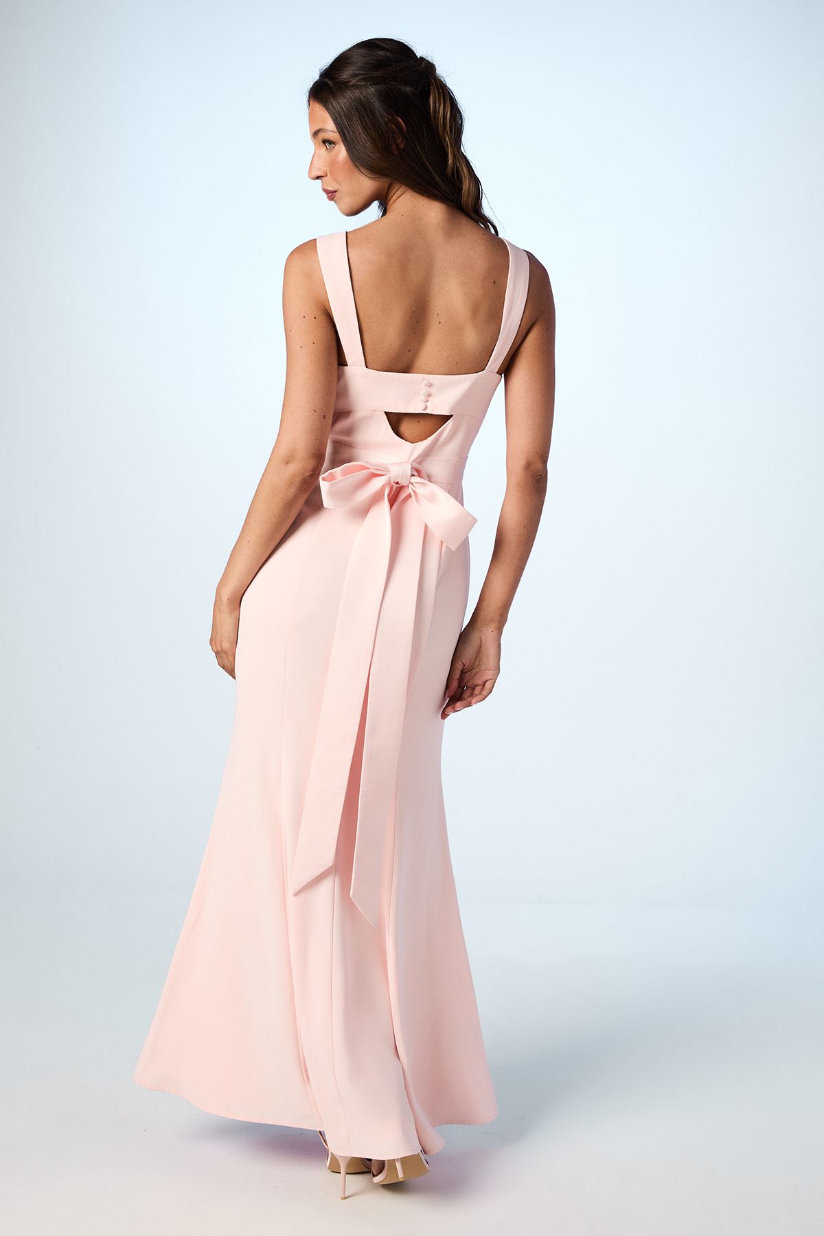 Coast Strappy Satin Bridesmaid Dress With Tie Back Detail Blush image 3