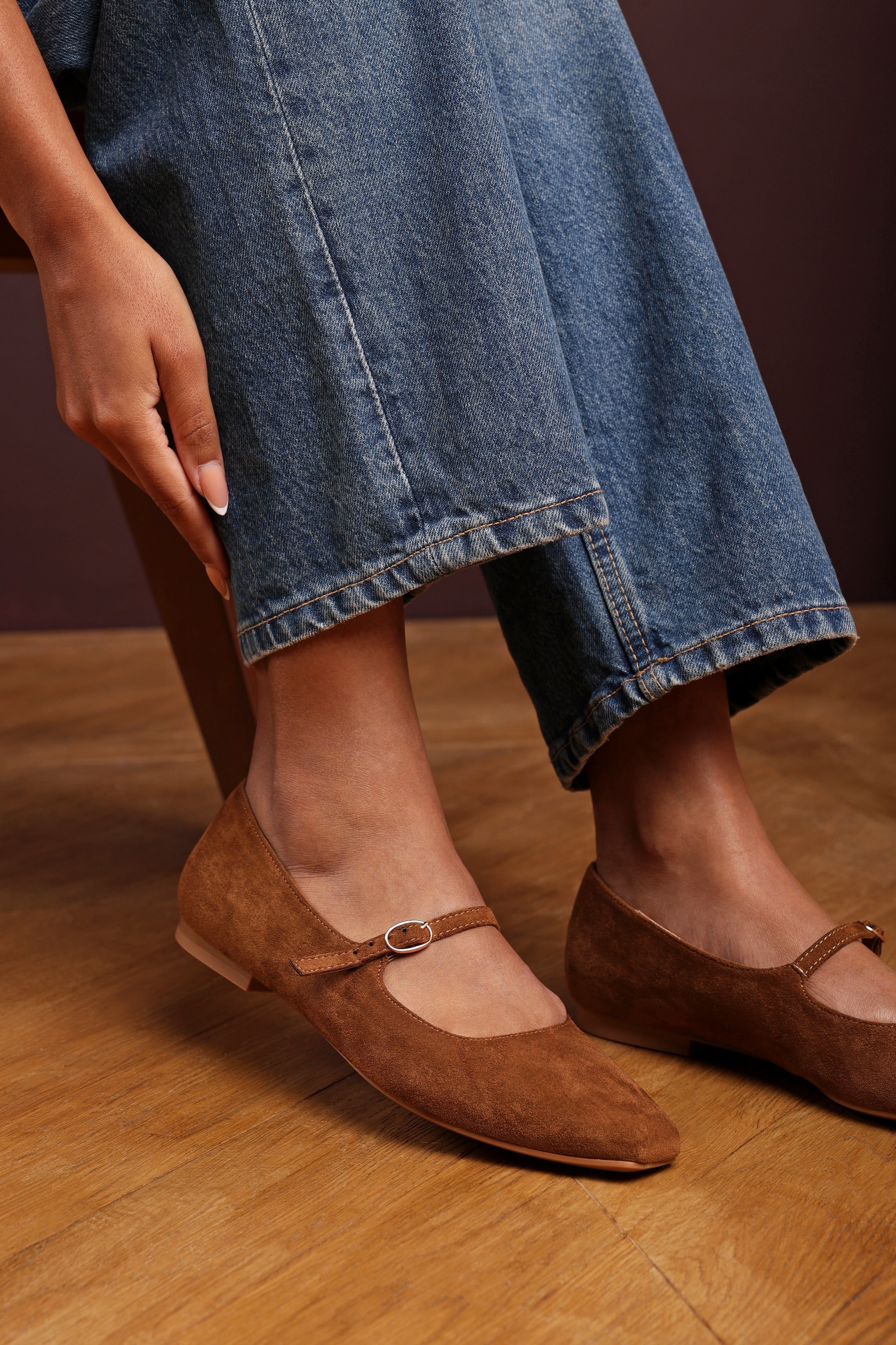 Where's That From 'Jordan' Mary Jane Flats With Buckle Strap Suede image 1